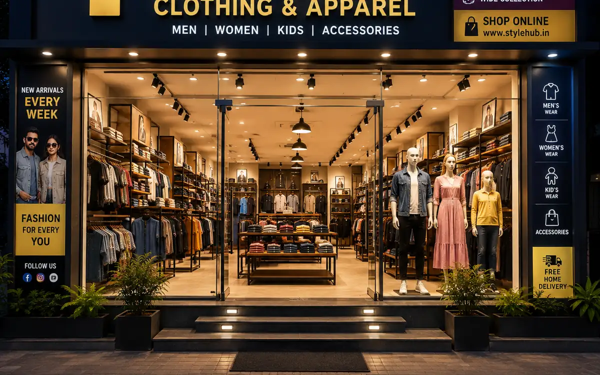 Inside a clothing & apparel shop in India running RetailDek GST billing software