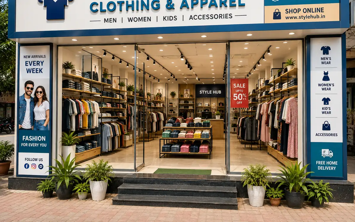 Inside a garment shops shop in India running RetailDek GST billing software