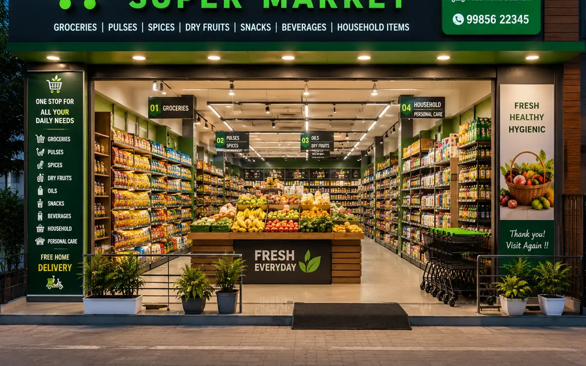 Inside a supermarkets & departmental stores shop in India running RetailDek GST billing software